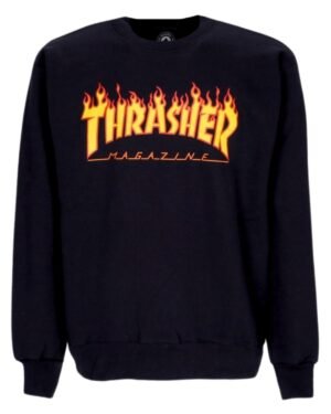 Felpa Thrasher Flame Crewneck Black Nera