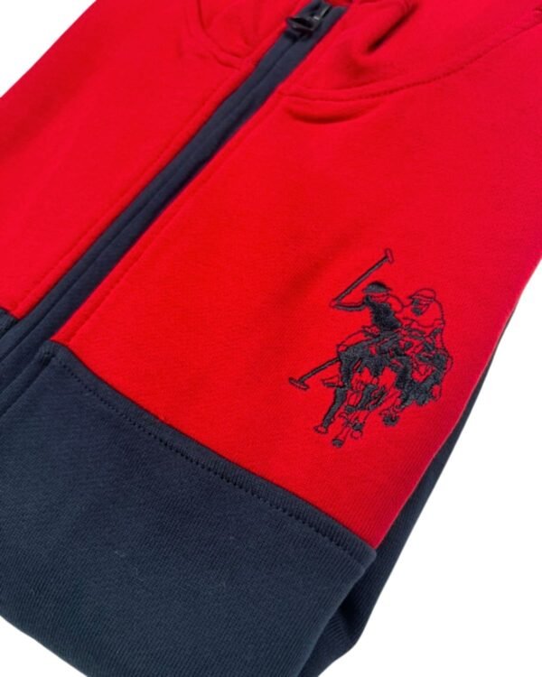 Felpa Blu Rossa e Bianca Full Zip U.S. Polo Assn. logo