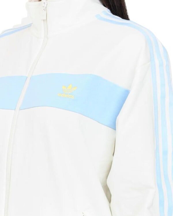 Felpa Full Zip Bianca e Azzurra Adidas logo