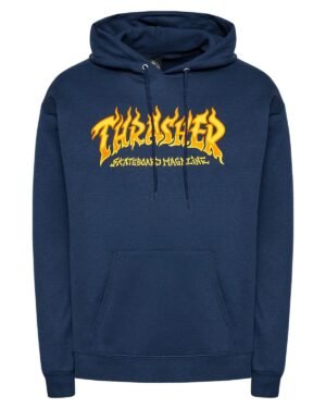 Felpa Thrasher Hoodie Fire Blu