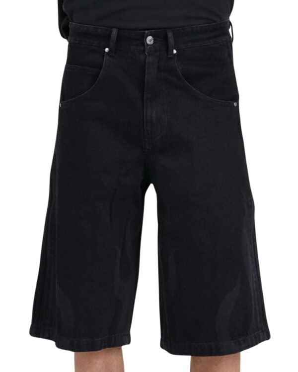Jeans Corti Adidas Fiamme Neri modello fronte