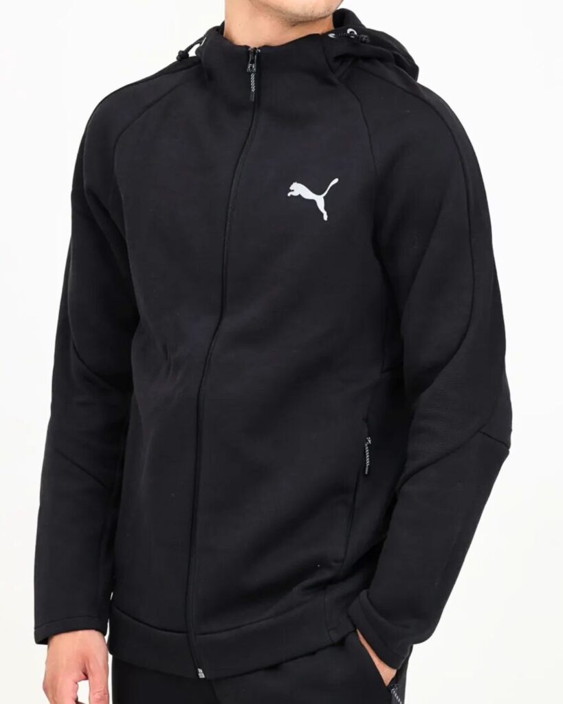 Felpa Puma Nera con Cappuccio e Zip
